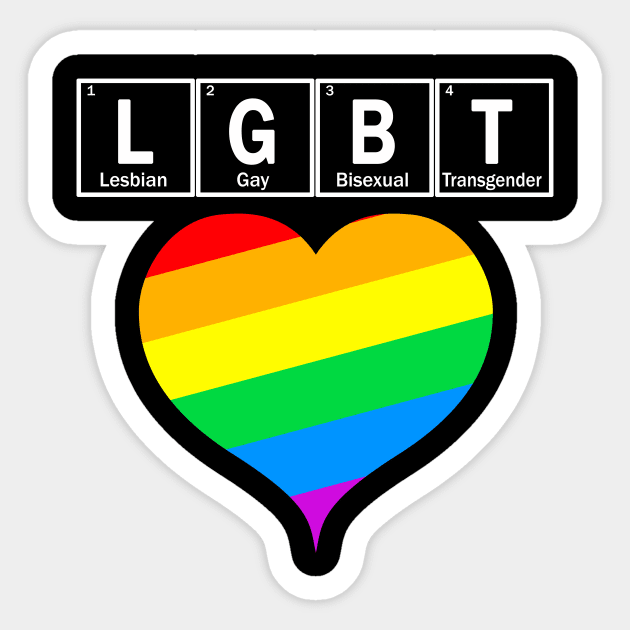LGBT heart with chemical elements from periodic table Sticker by Context
